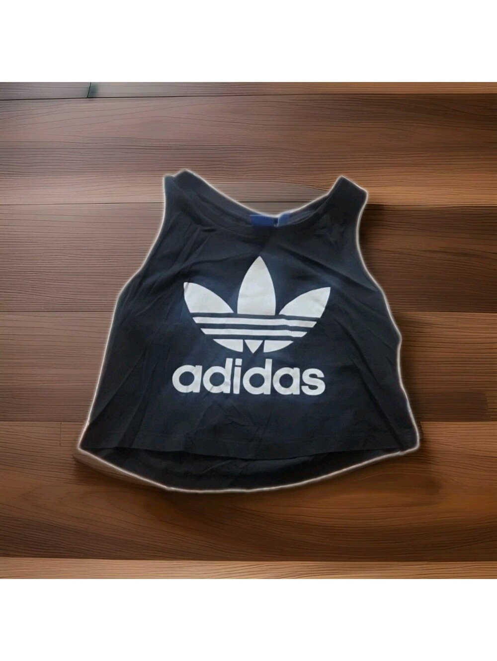 Adidas 12 UK Black T Shirt Sleeveless Spell Out Cropped Cotton Womens